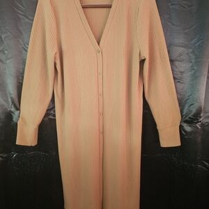 Abercrombie & Fitch Long Ribbed Duster Cardigan Brown Button Front XL Cottagecor